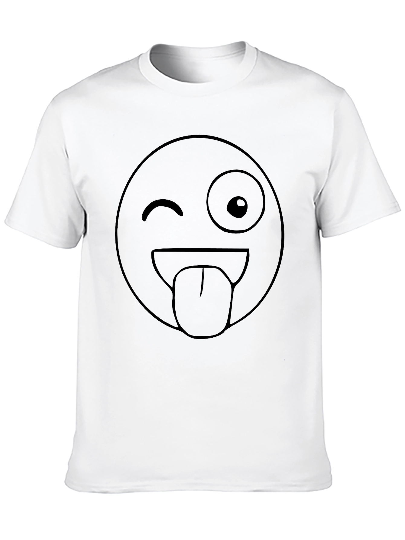 Winking Emoji Graphic Tee - Black Cotton Blend