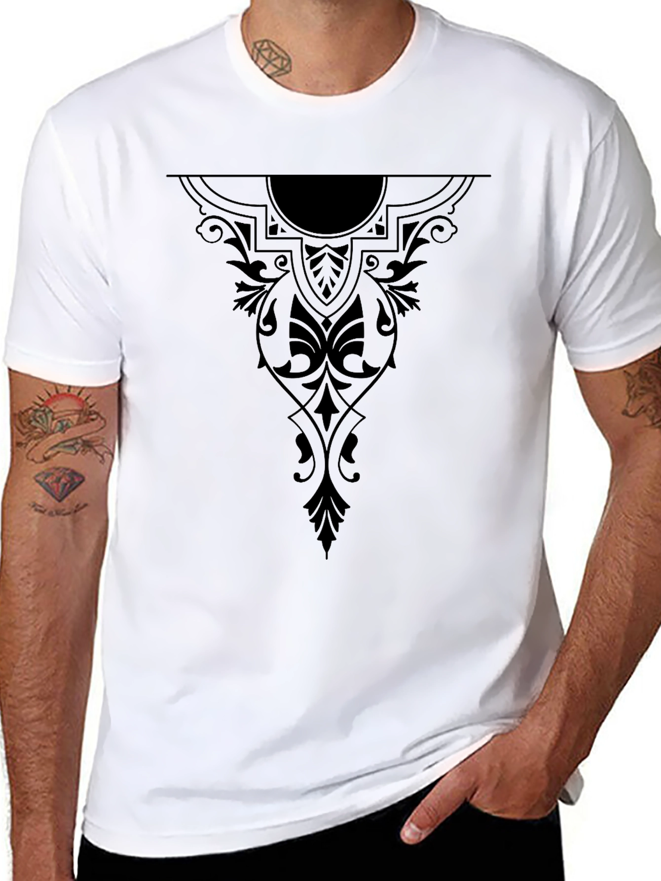 Elegant Black Graphic Tee for Men