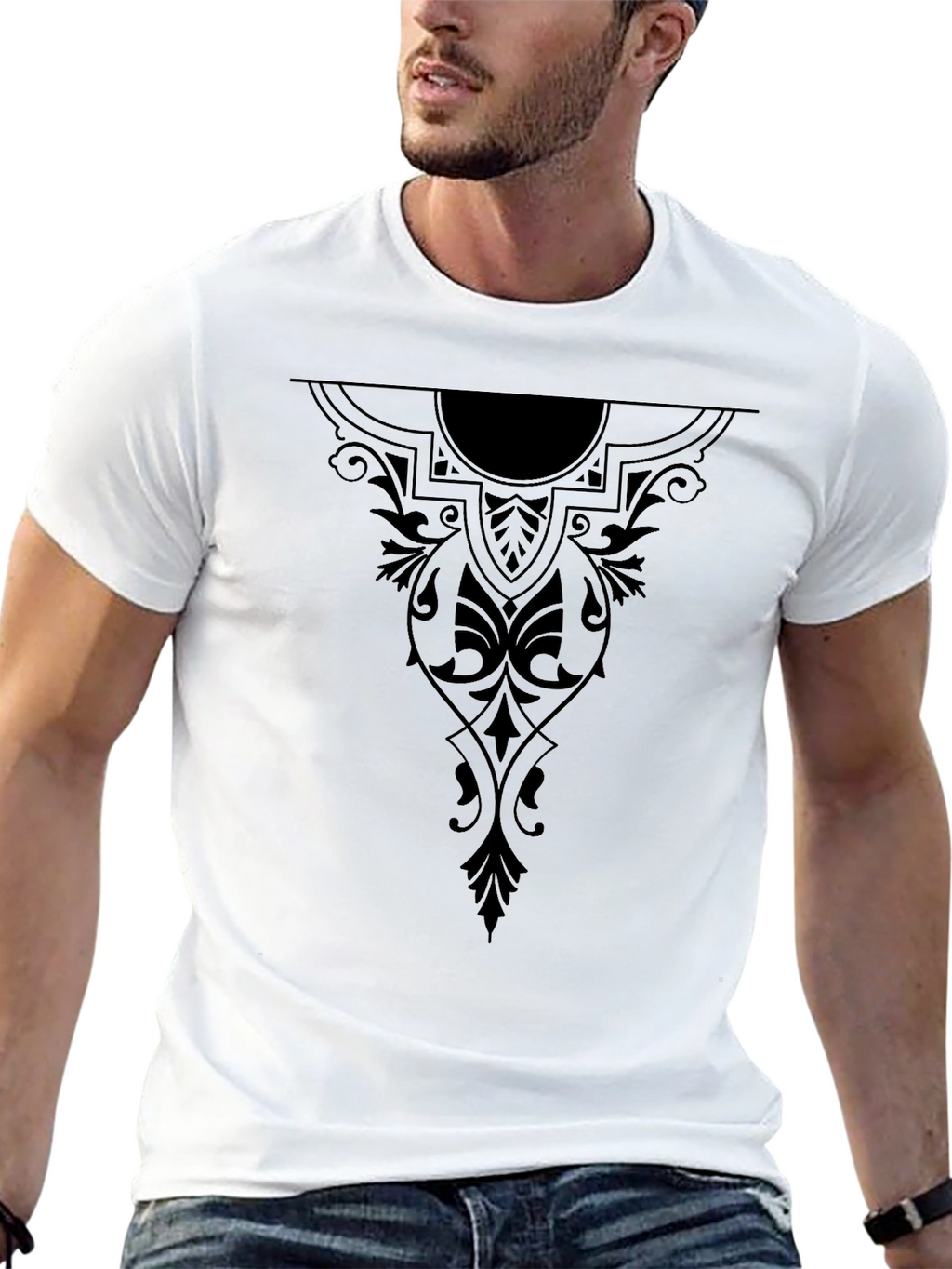 Elegant Black Graphic Tee for Men