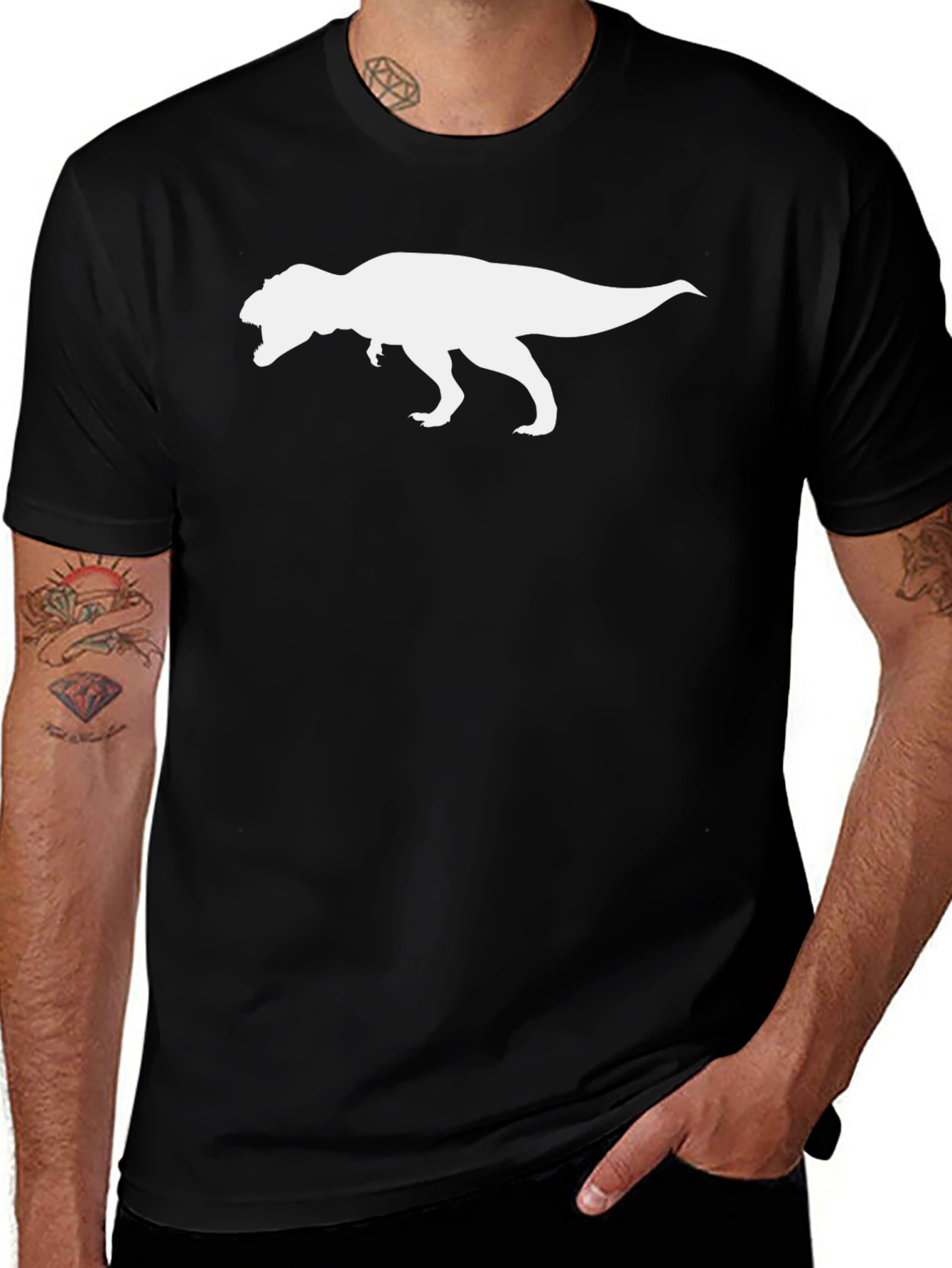 T-Rex Silhouette Black Cotton Graphic Tee