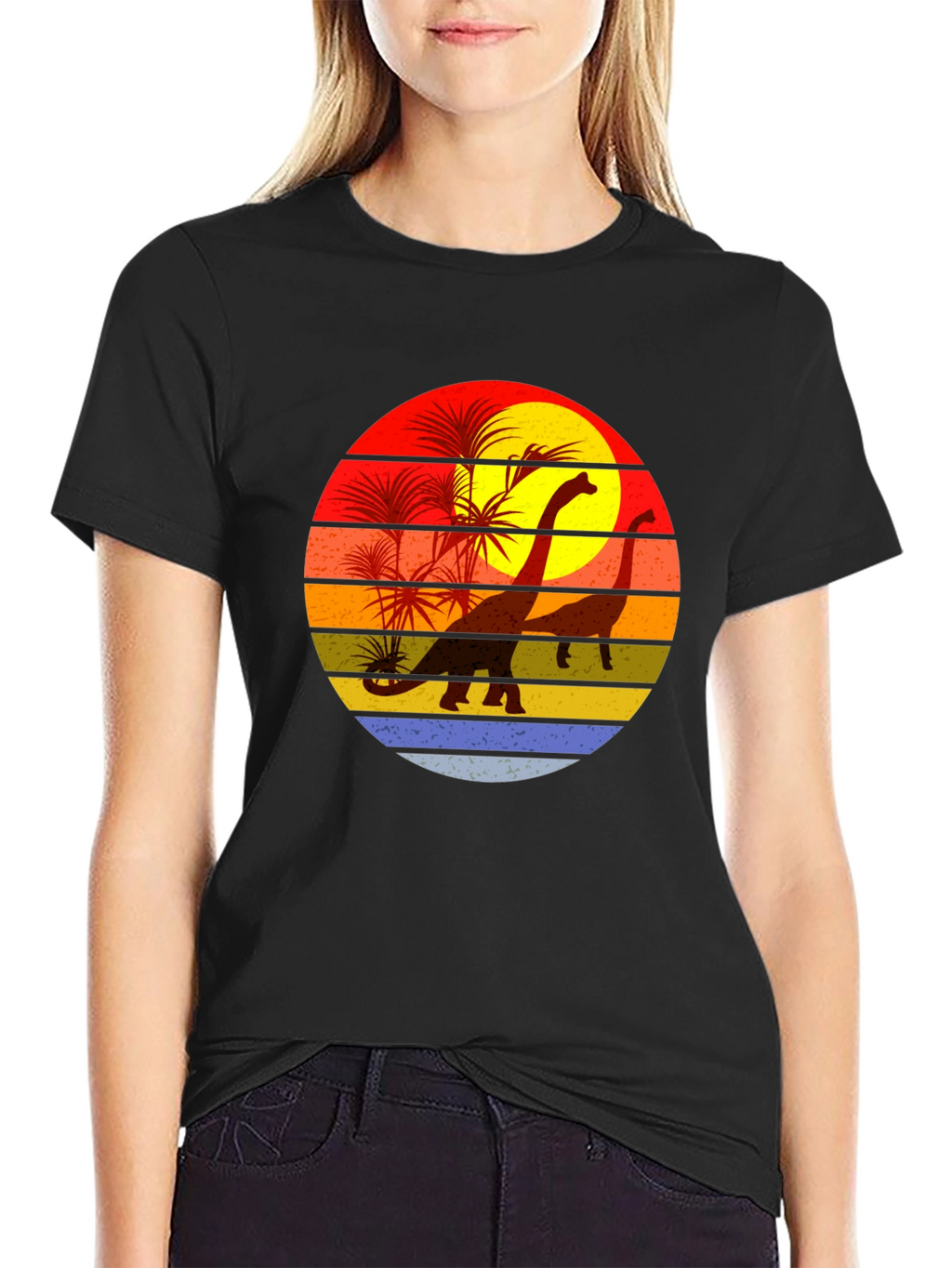 Retro Dinosaur Sunset T-Shirt