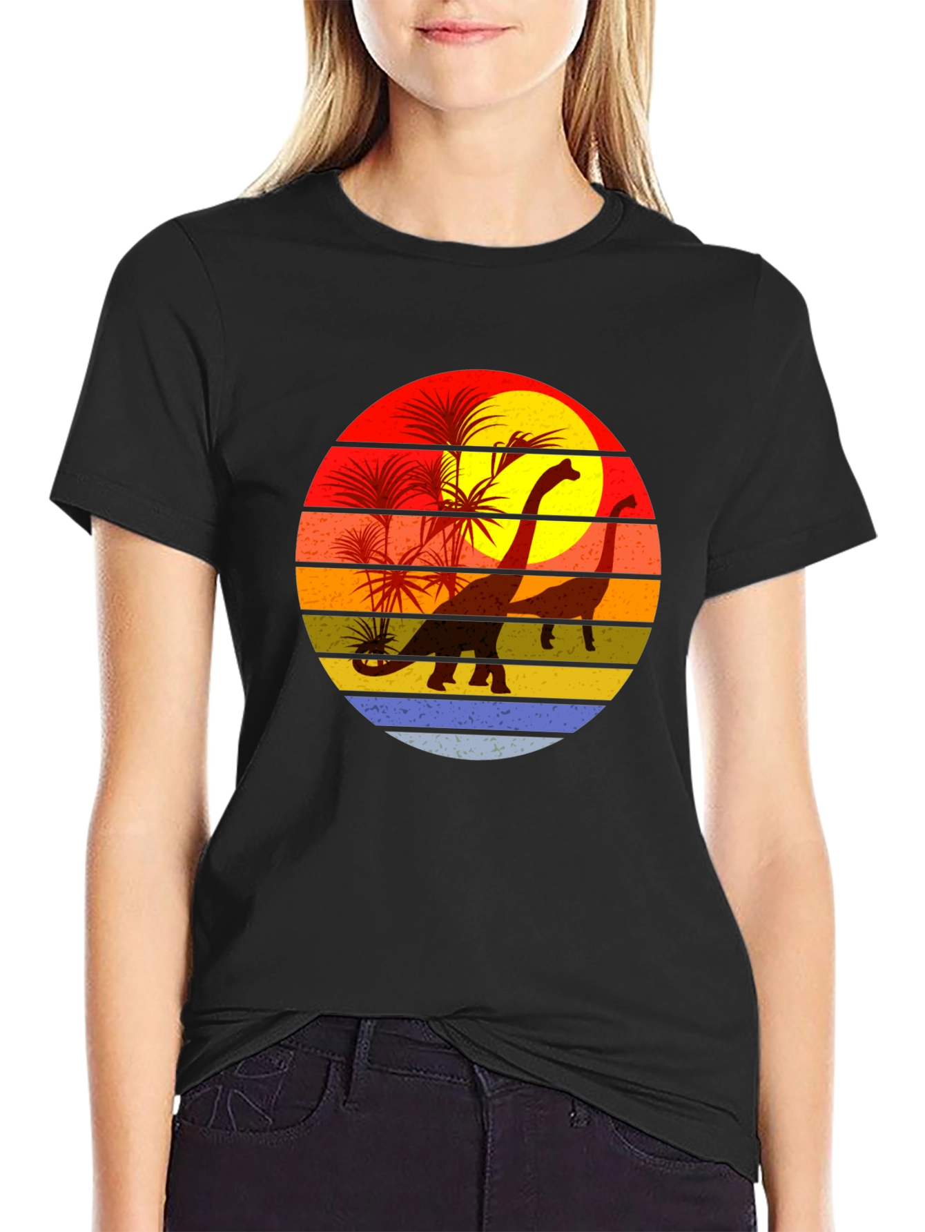 Retro Dinosaur Sunset T-Shirt