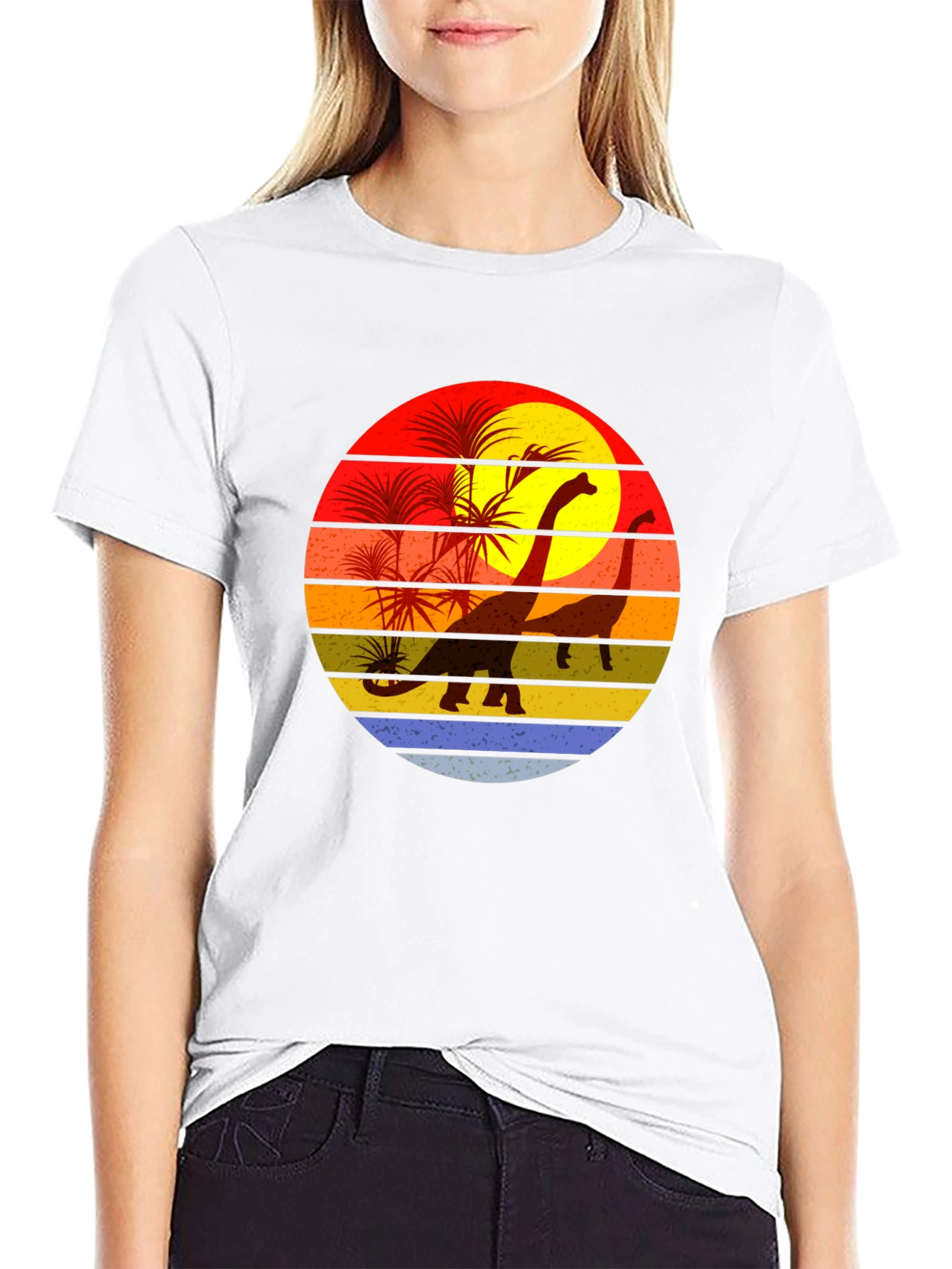 Retro Dinosaur Sunset T-Shirt