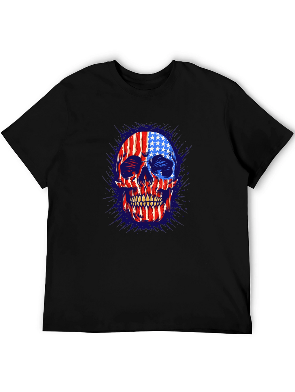 American Flag Skull Graphic Print Mens T-Shirt