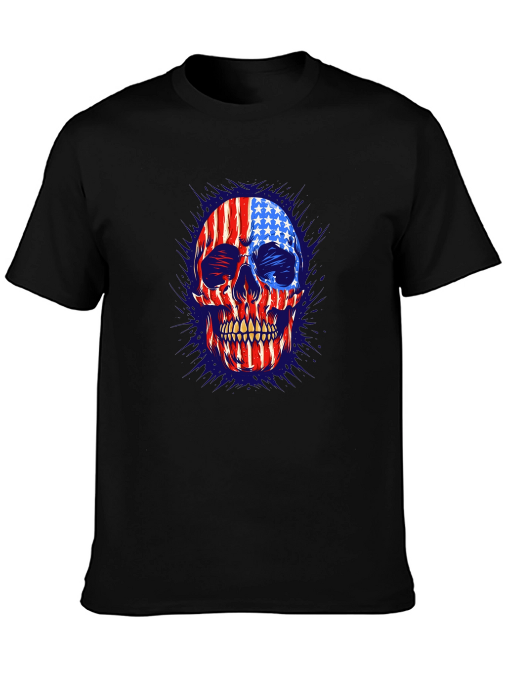 American Flag Skull Graphic Print Mens T-Shirt