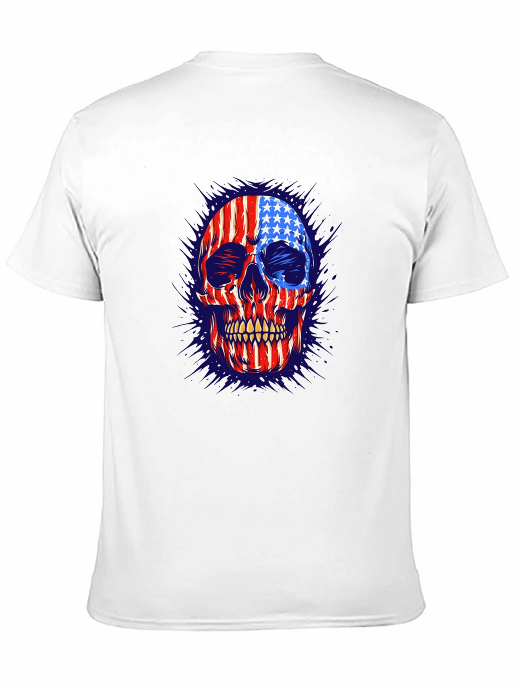 American Flag Skull Graphic Print Mens T-Shirt