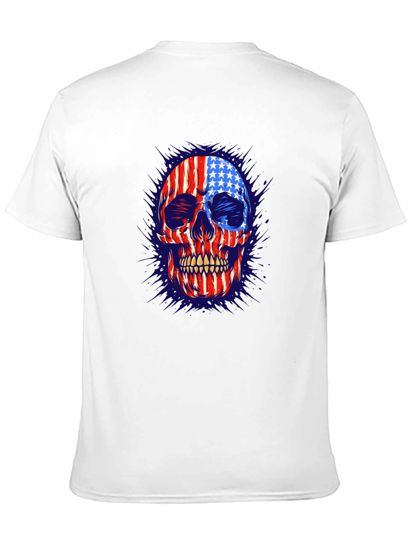 American Flag Skull Graphic Print Mens T-Shirt