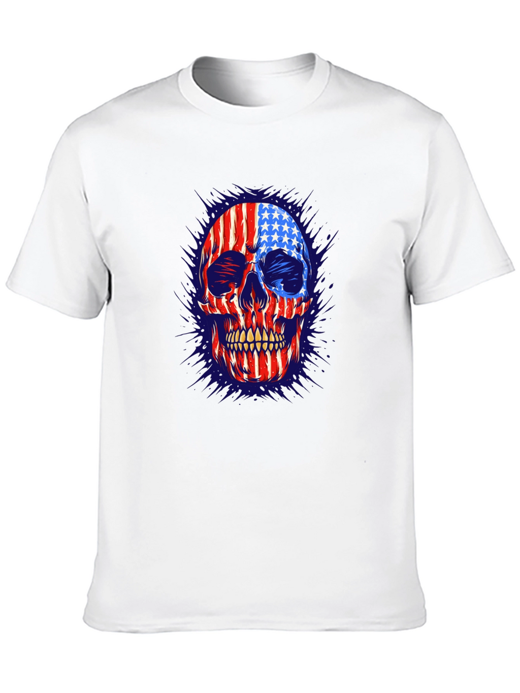 American Flag Skull Graphic Print Mens T-Shirt
