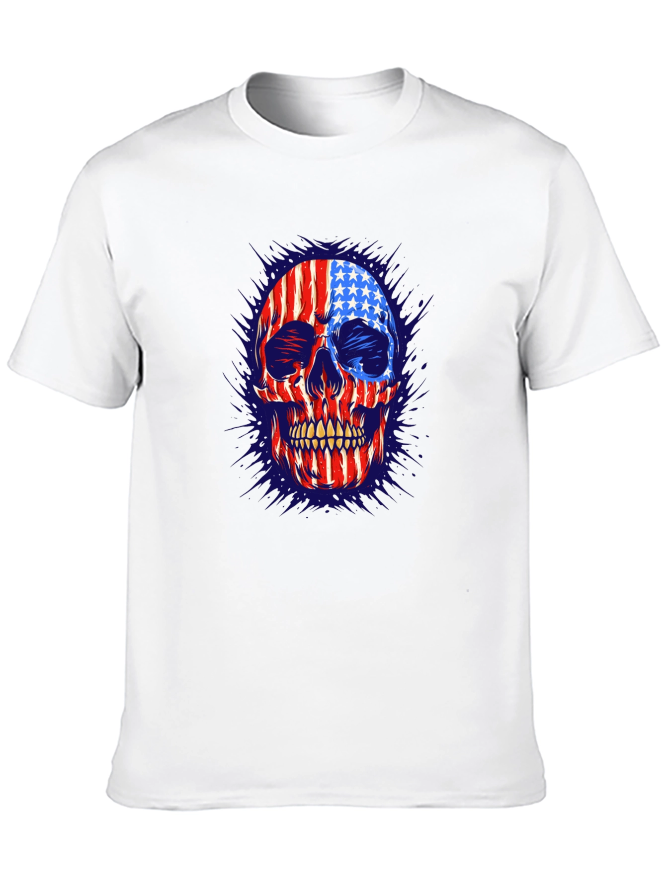 American Flag Skull Graphic Print Mens T-Shirt