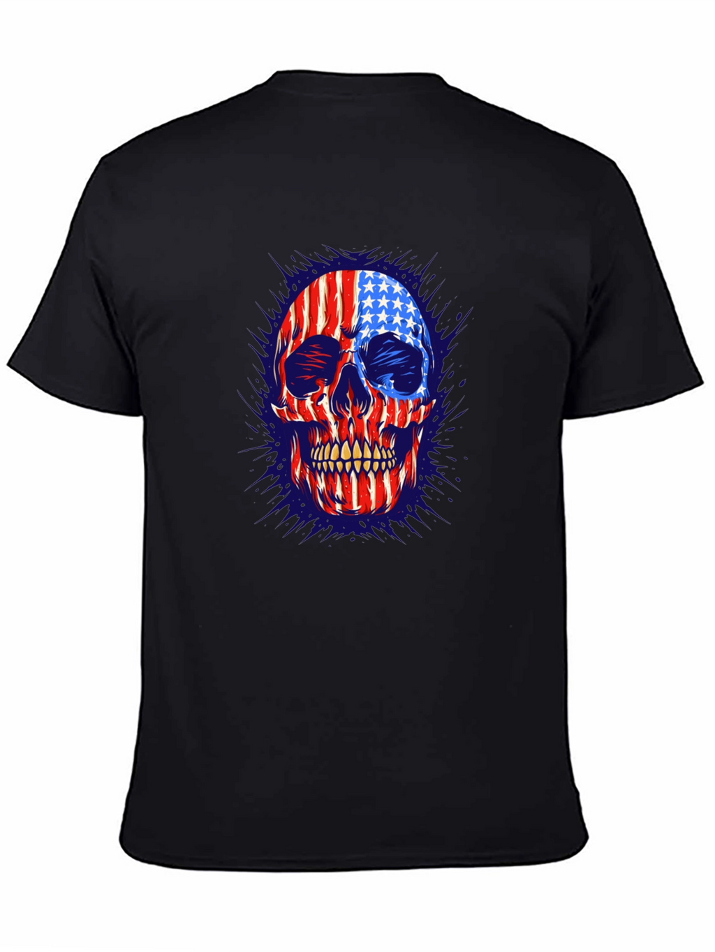 American Flag Skull Graphic Print Mens T-Shirt