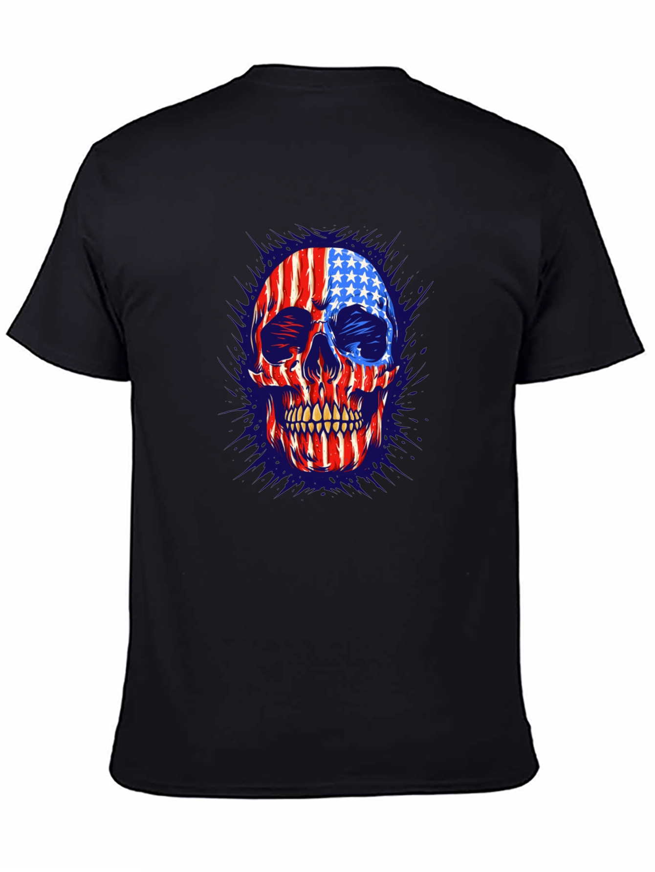 American Flag Skull Graphic Print Mens T-Shirt