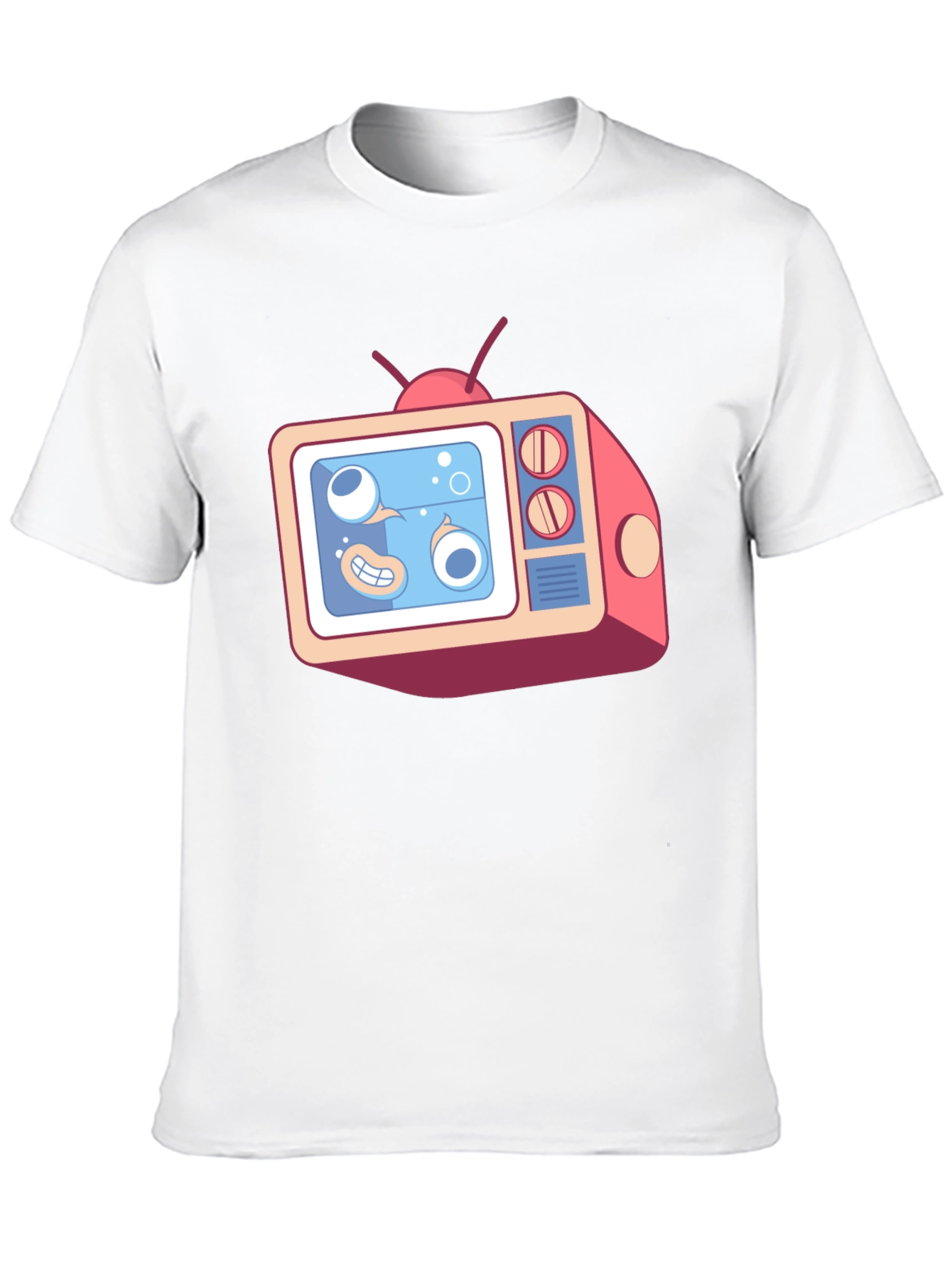 Cartoon TV Graphic Tee - Black Unisex T-Shirt