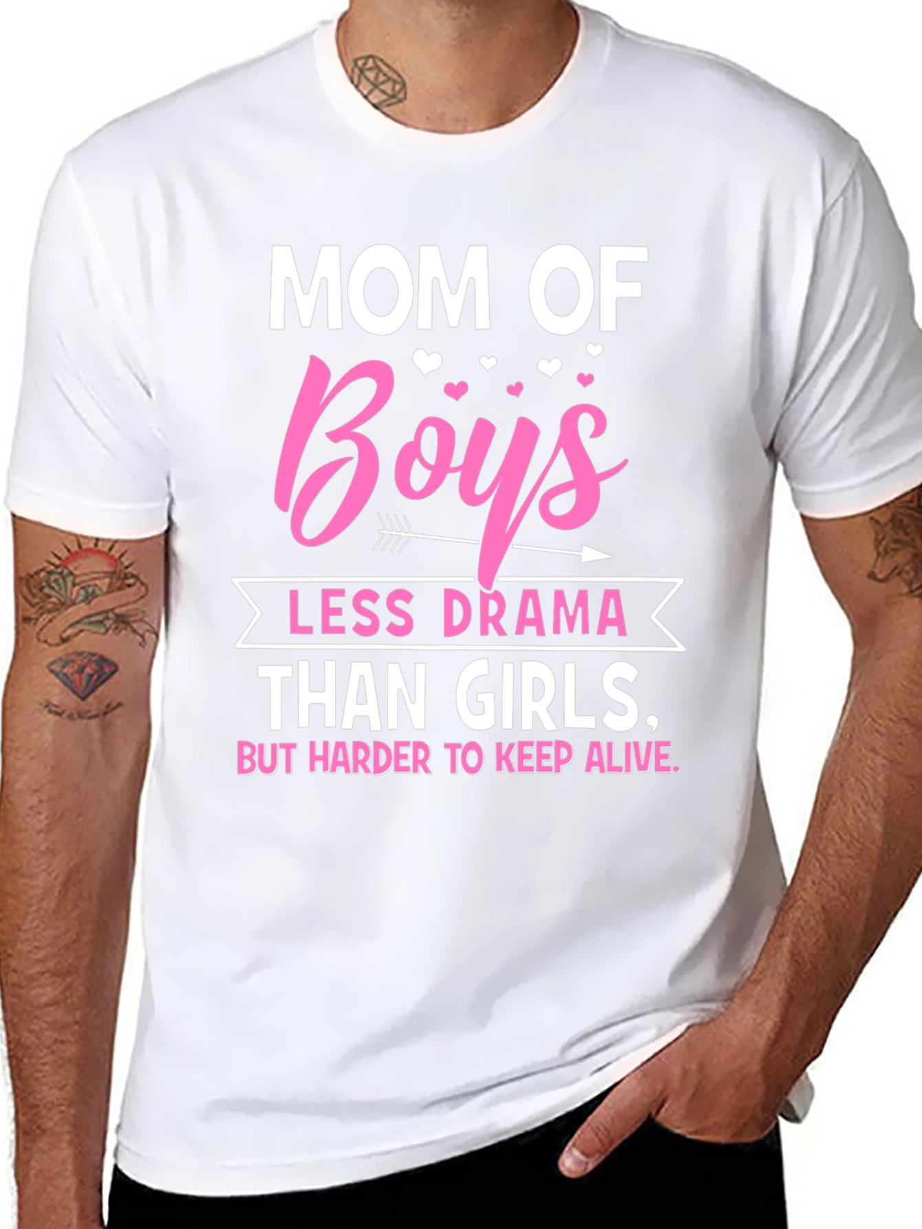 Mom of Boys T-Shirt - Less Drama Than Girls