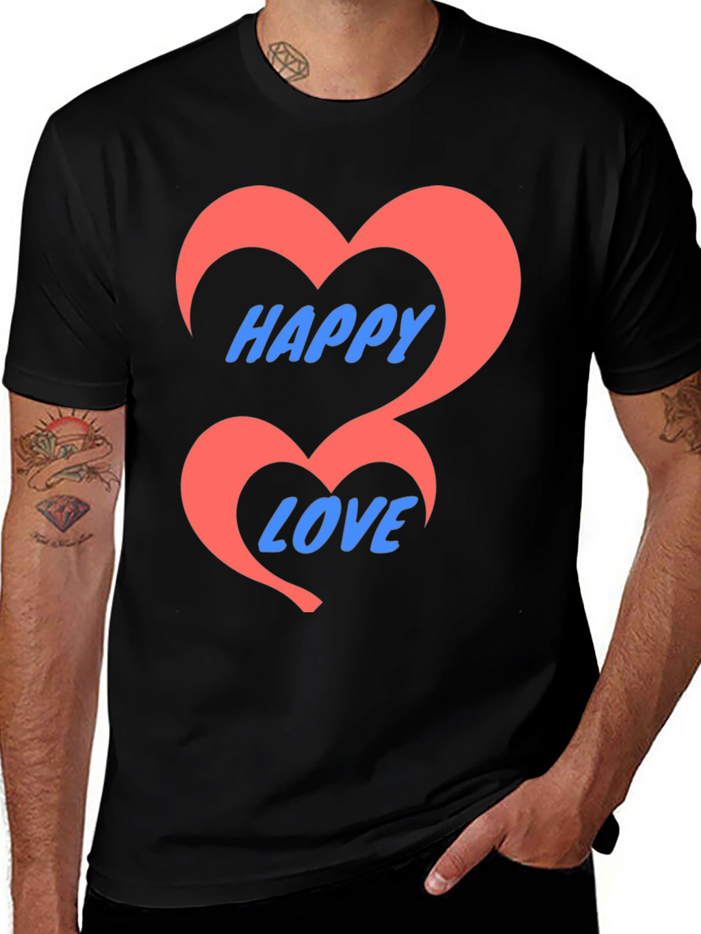 Happy Love Black Graphic Tee