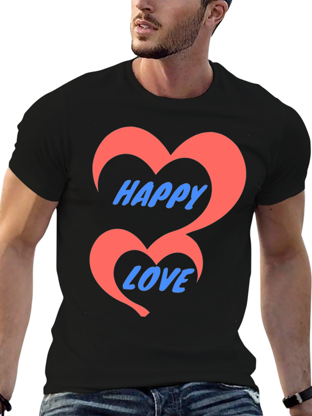 Happy Love Black Graphic Tee