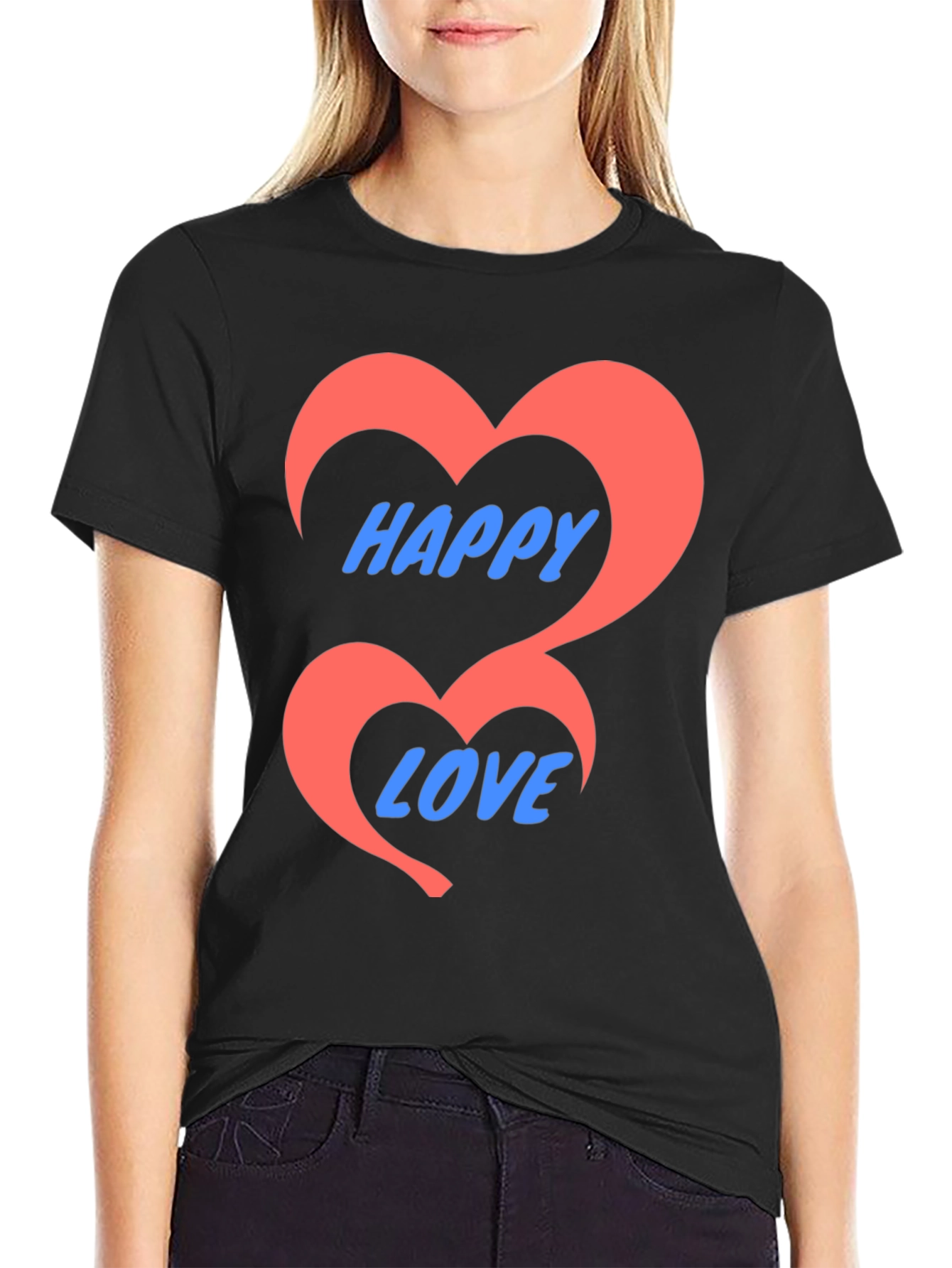 Happy Love Black Graphic Tee