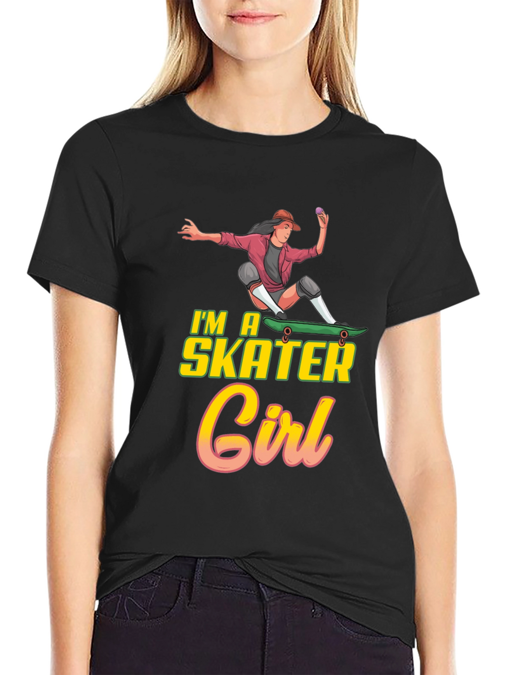 Im a Skater Girl Black T-Shirt