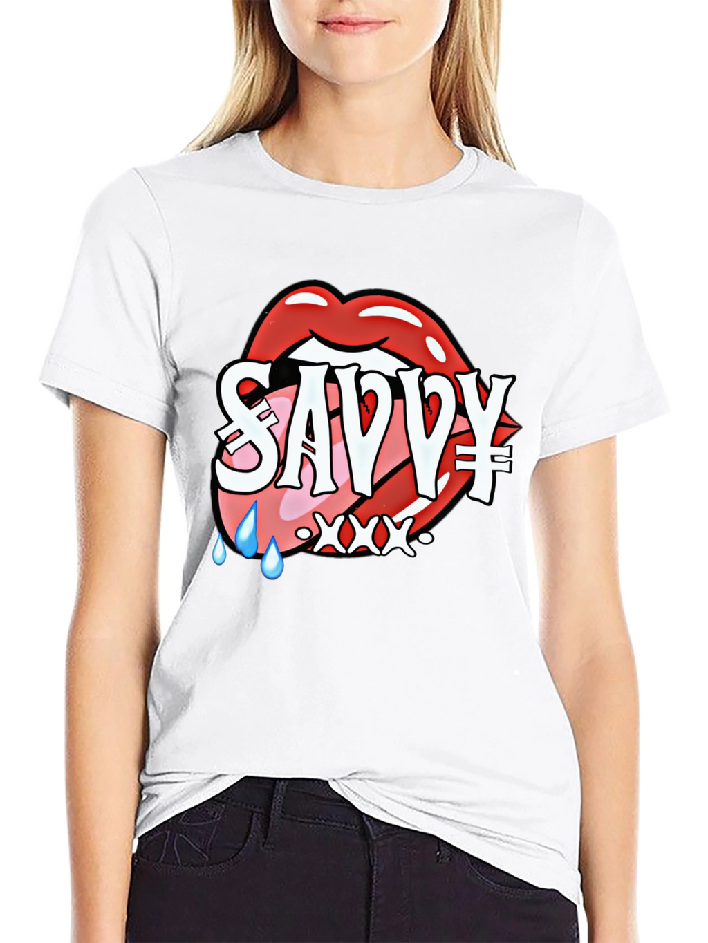 Savvy Lip Design Black T-Shirt