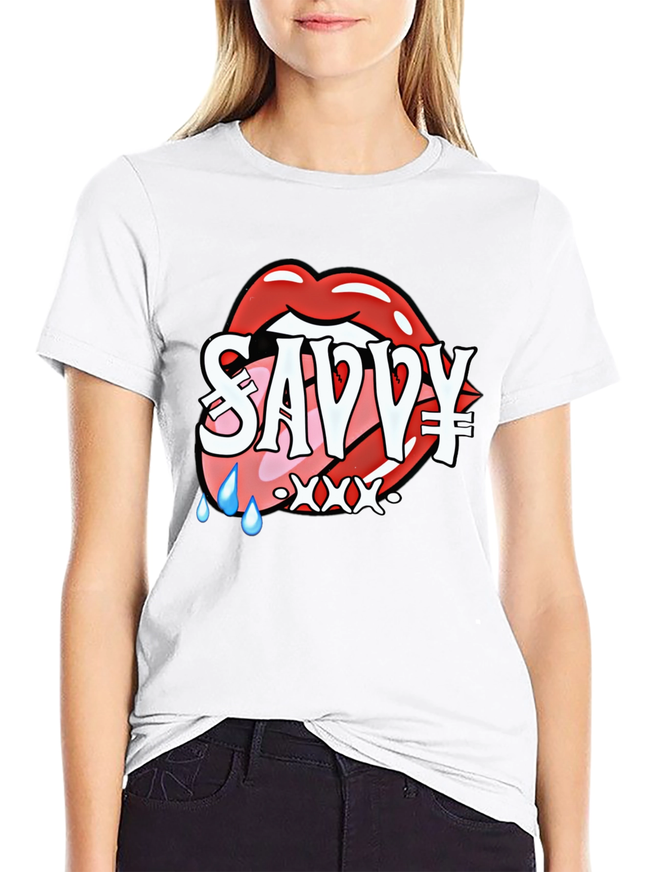 Savvy Lip Design Black T-Shirt