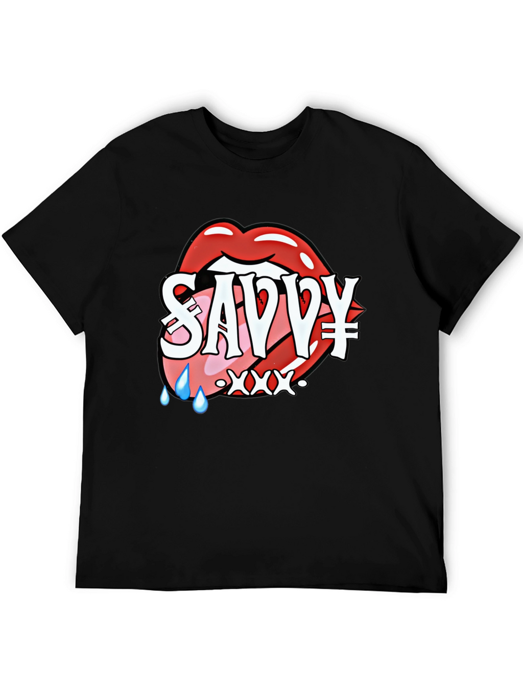 Savvy Lip Design Black T-Shirt