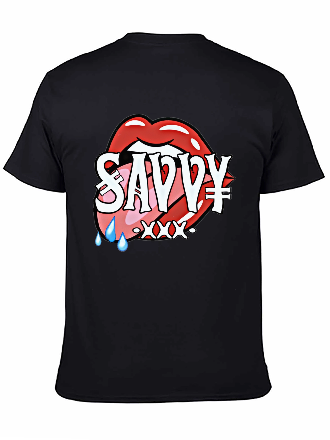 Savvy Lip Design Black T-Shirt