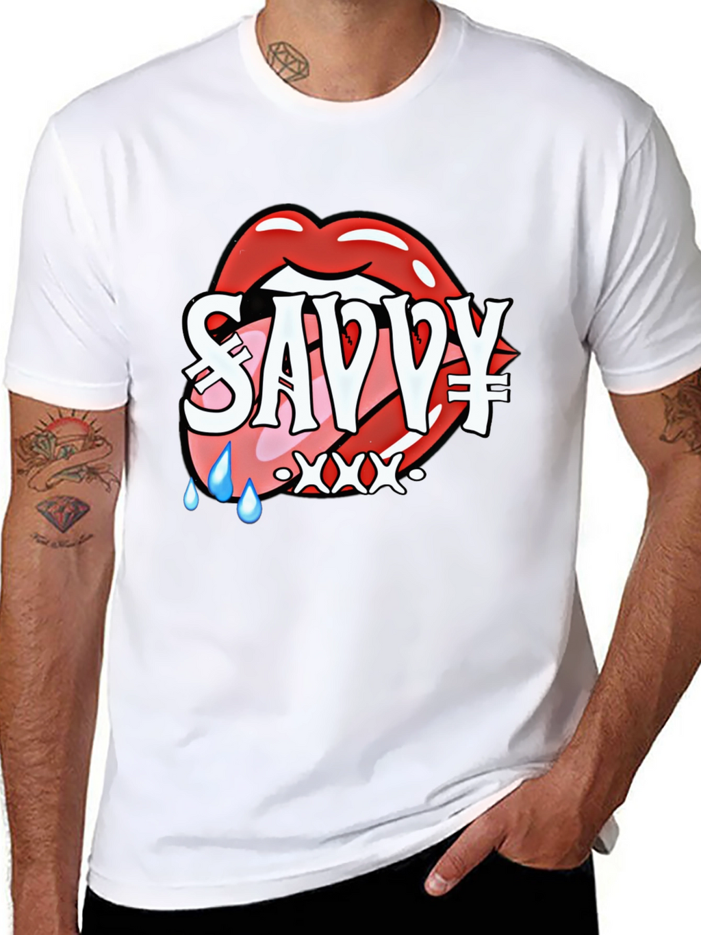 Savvy Lip Design Black T-Shirt