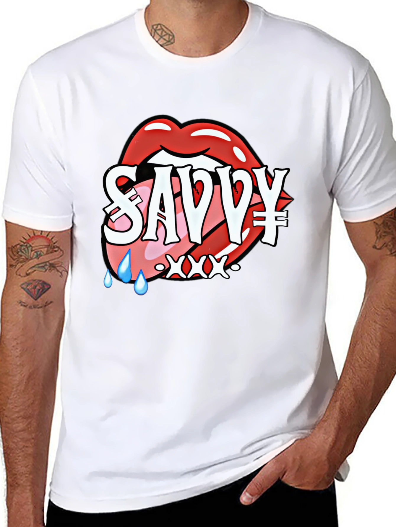 Savvy Lip Design Black T-Shirt
