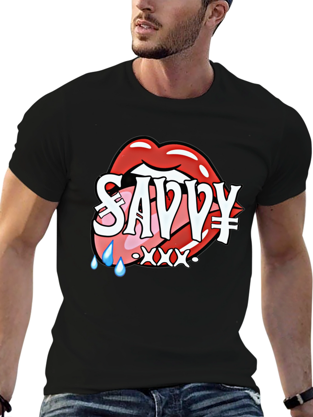 Savvy Lip Design Black T-Shirt