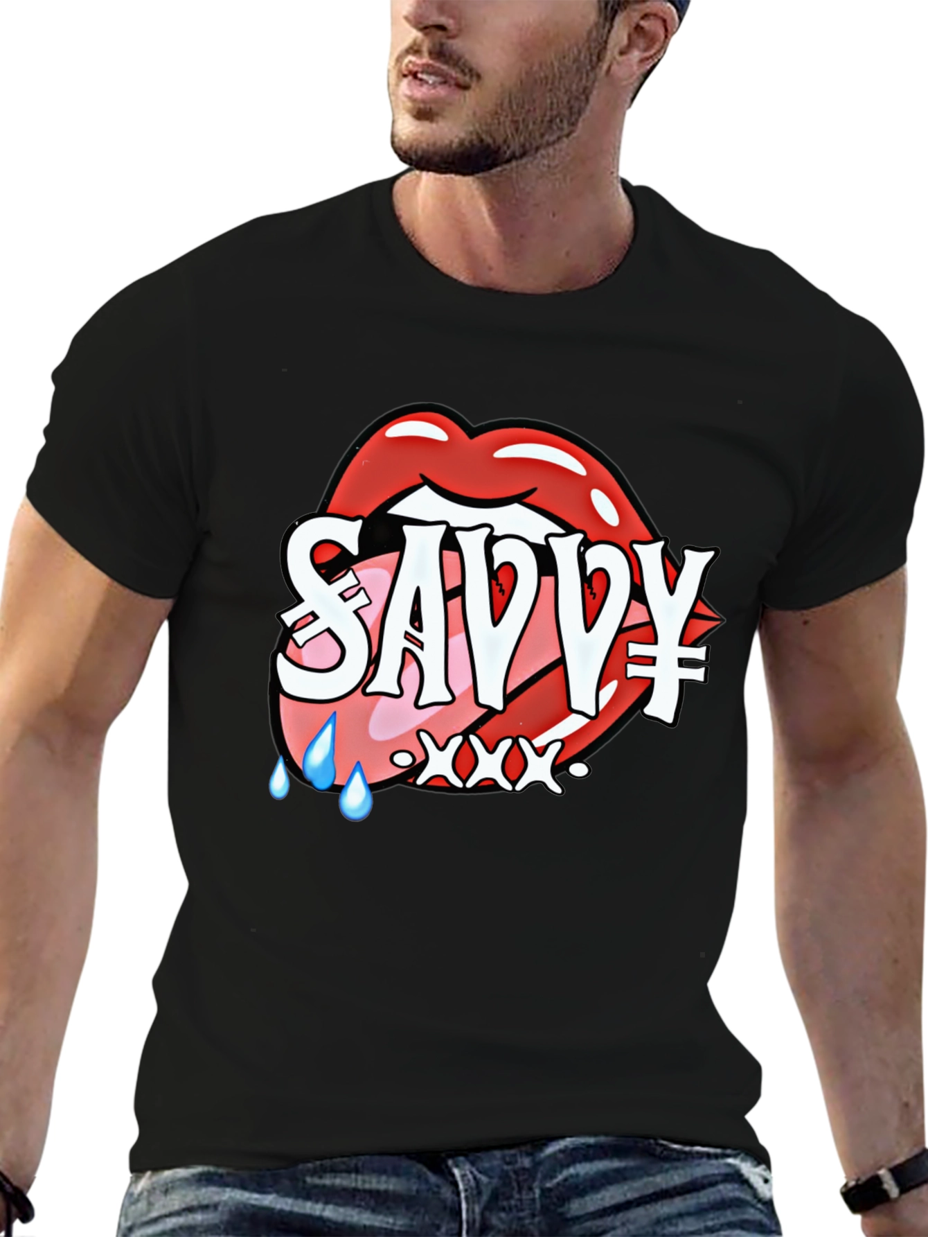 Savvy Lip Design Black T-Shirt