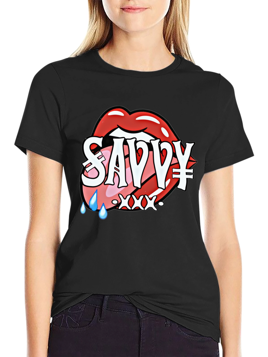 Savvy Lip Design Black T-Shirt