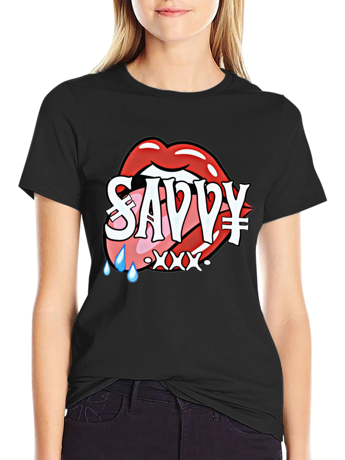 Savvy Lip Design Black T-Shirt