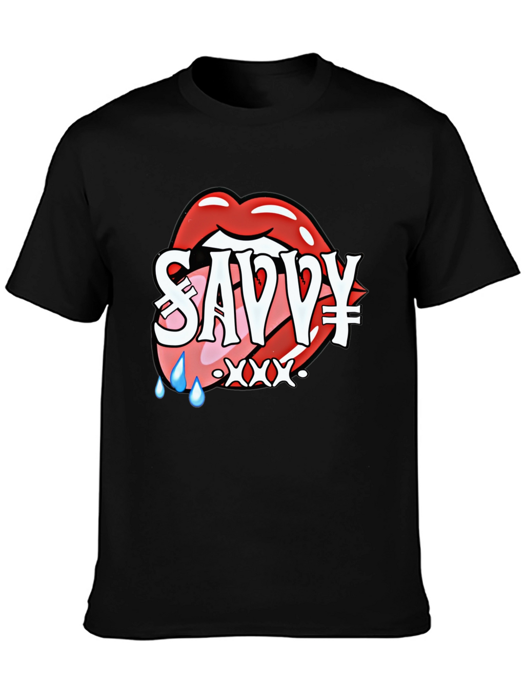 Savvy Lip Design Black T-Shirt