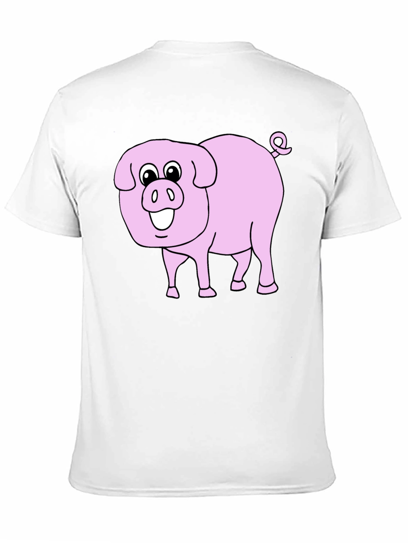 Cute Pig Graphic Tee - Black Cotton Blend