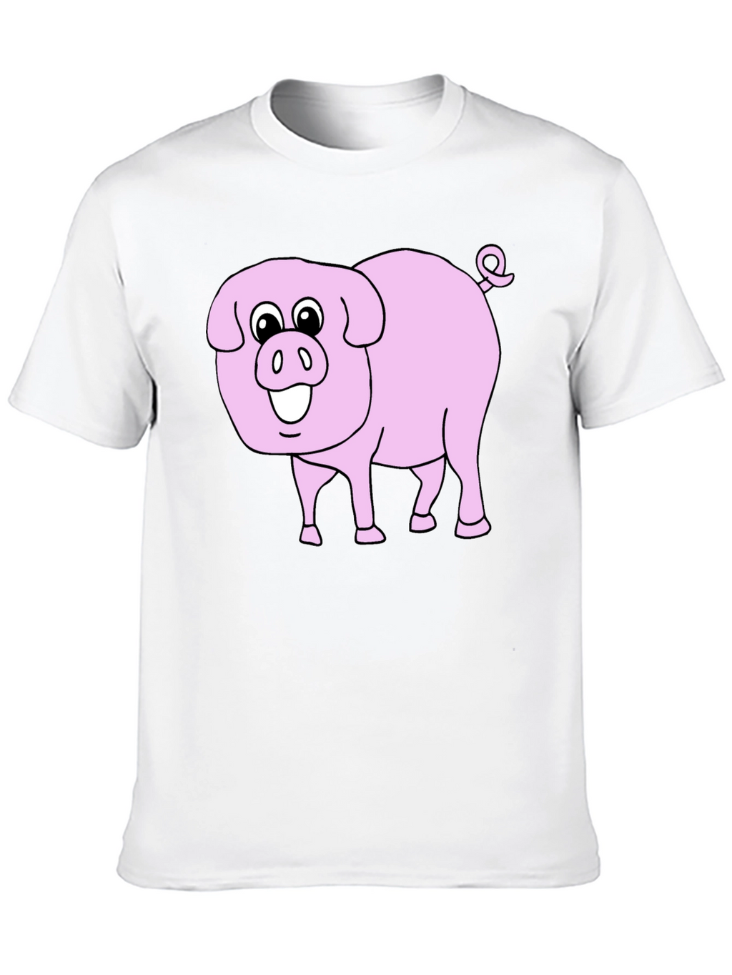 Cute Pig Graphic Tee - Black Cotton Blend