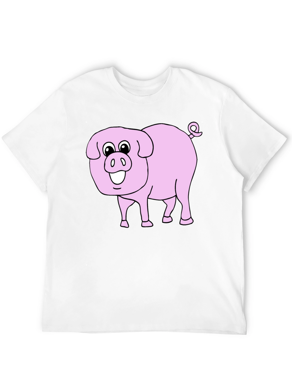 Cute Pig Graphic Tee - Black Cotton Blend
