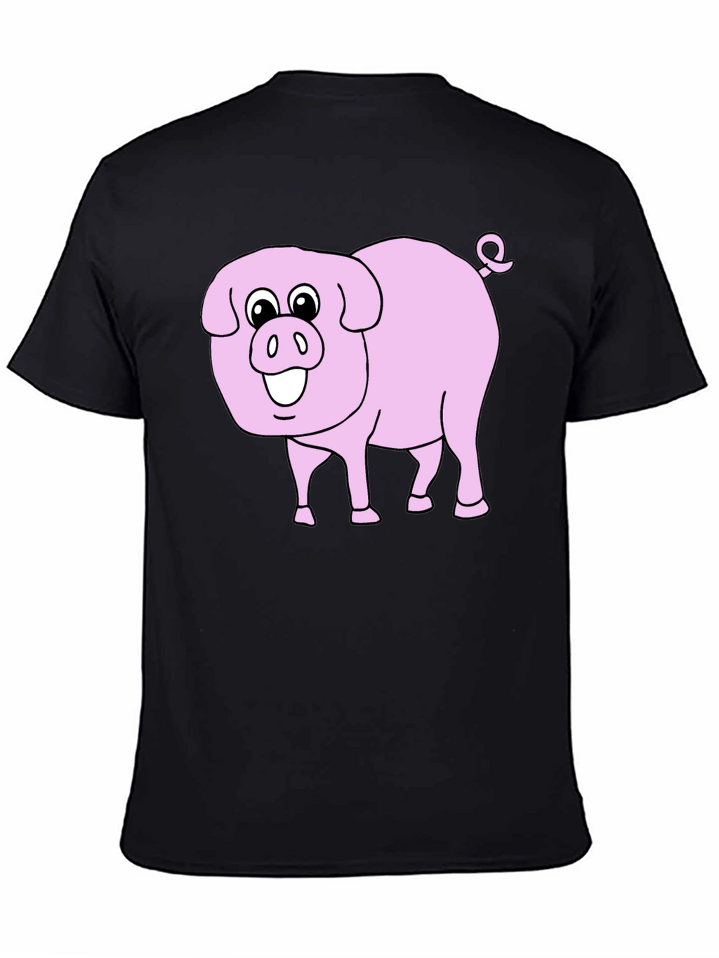 Cute Pig Graphic Tee - Black Cotton Blend