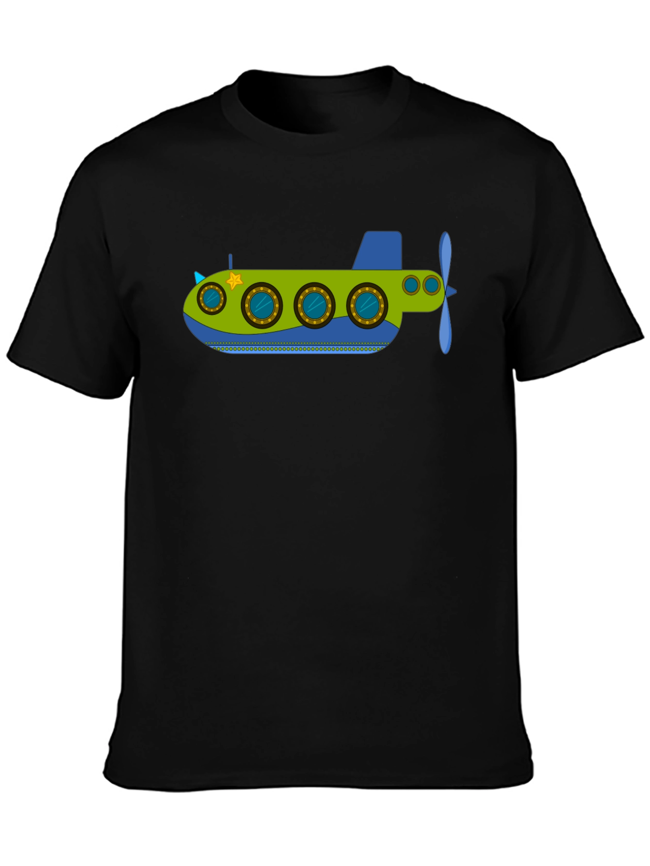 Fun Submarine Graphic Tee - Black Cotton Blend