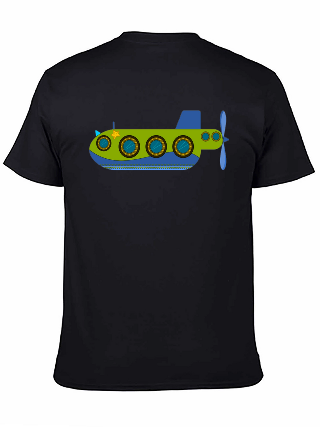 Fun Submarine Graphic Tee - Black Cotton Blend