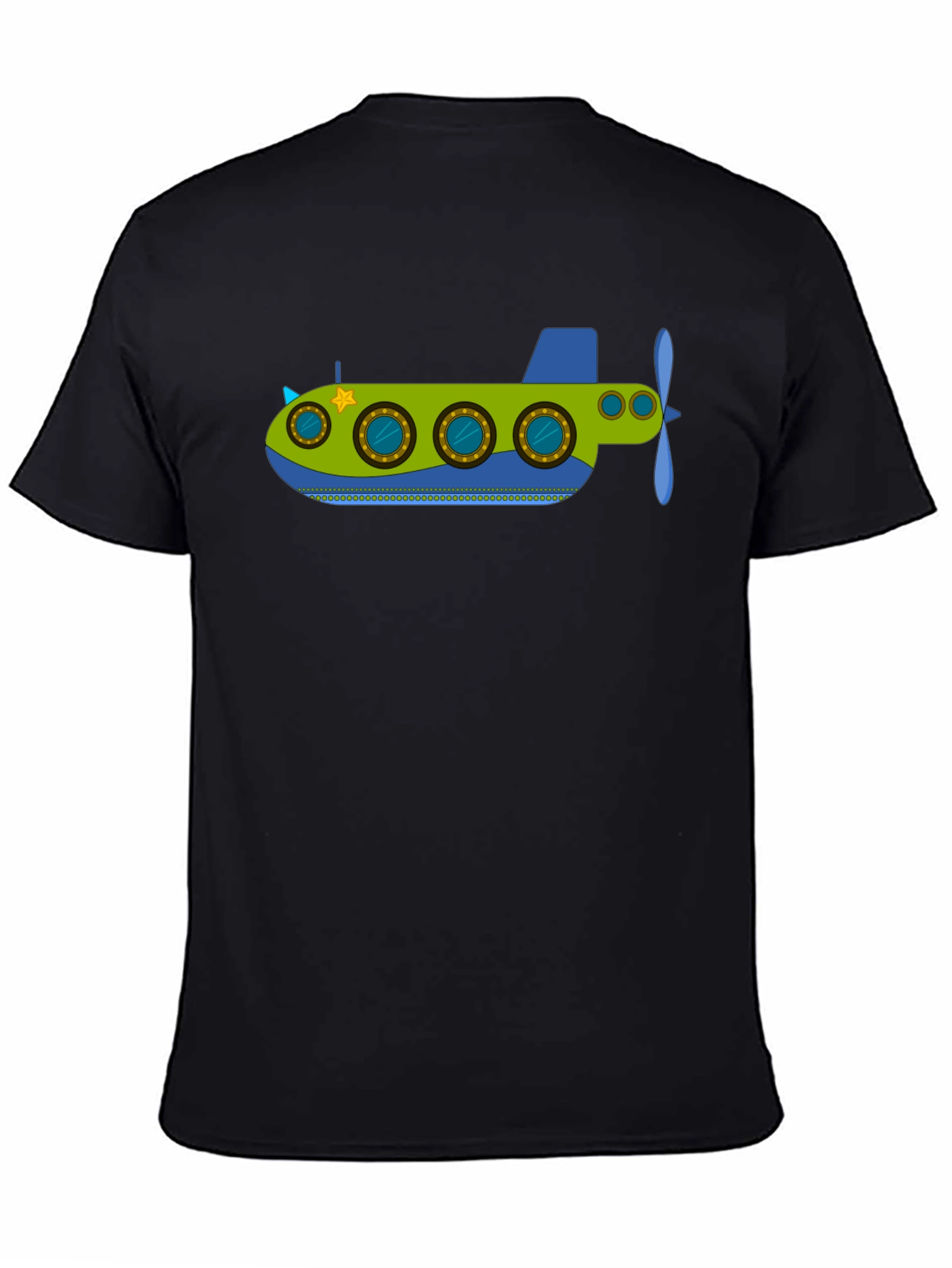 Fun Submarine Graphic Tee - Black Cotton Blend
