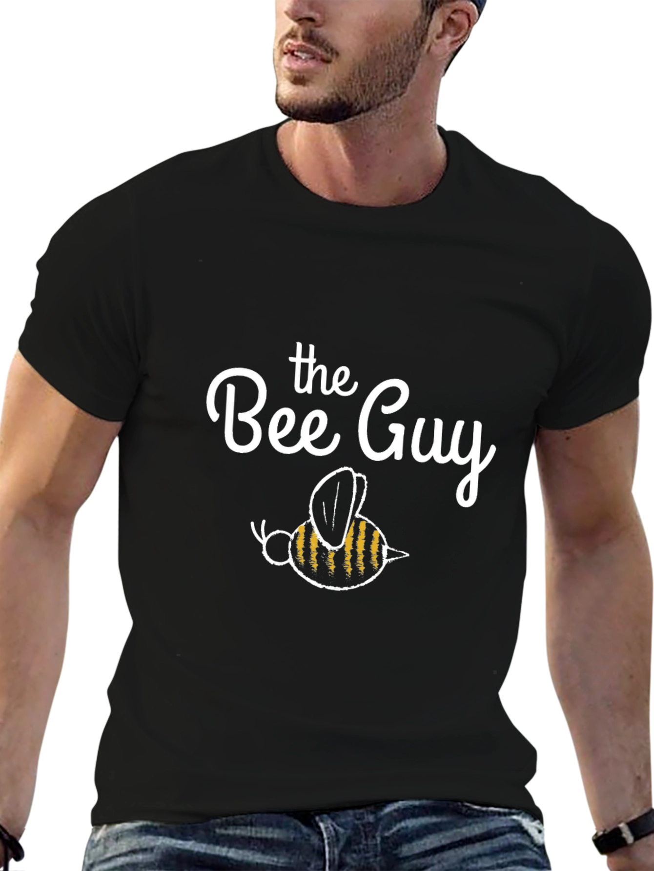 The Bee Guy T-Shirt - Black Cotton Graphic Tee