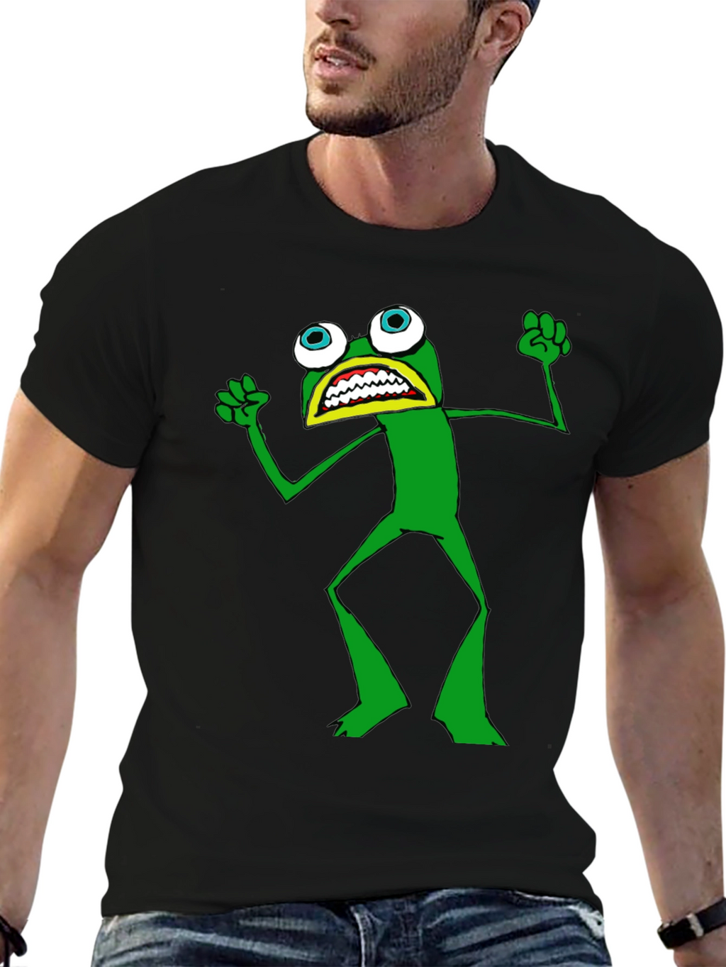 Funny Cartoon Frog Graphic T-Shirt