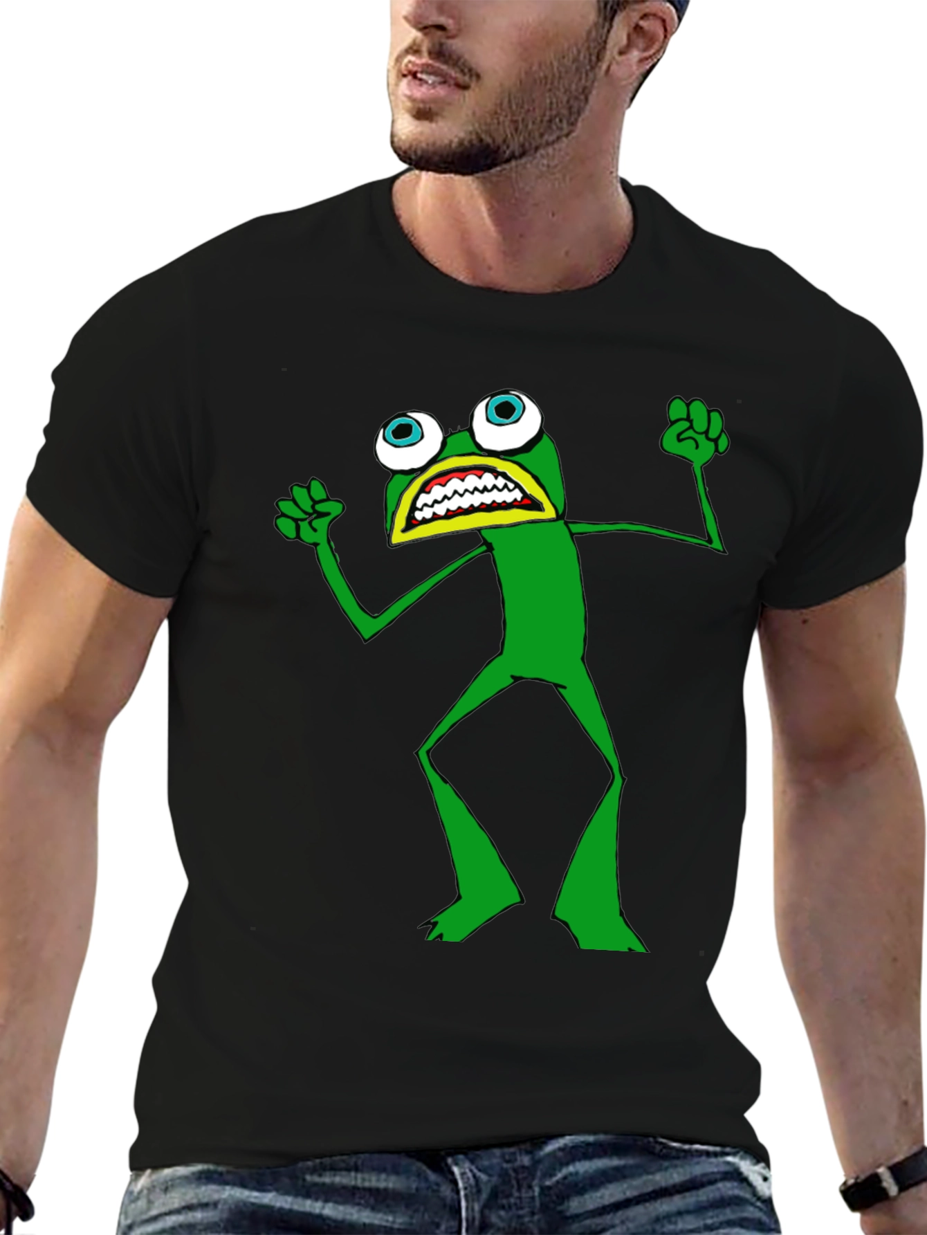 Funny Cartoon Frog Graphic T-Shirt