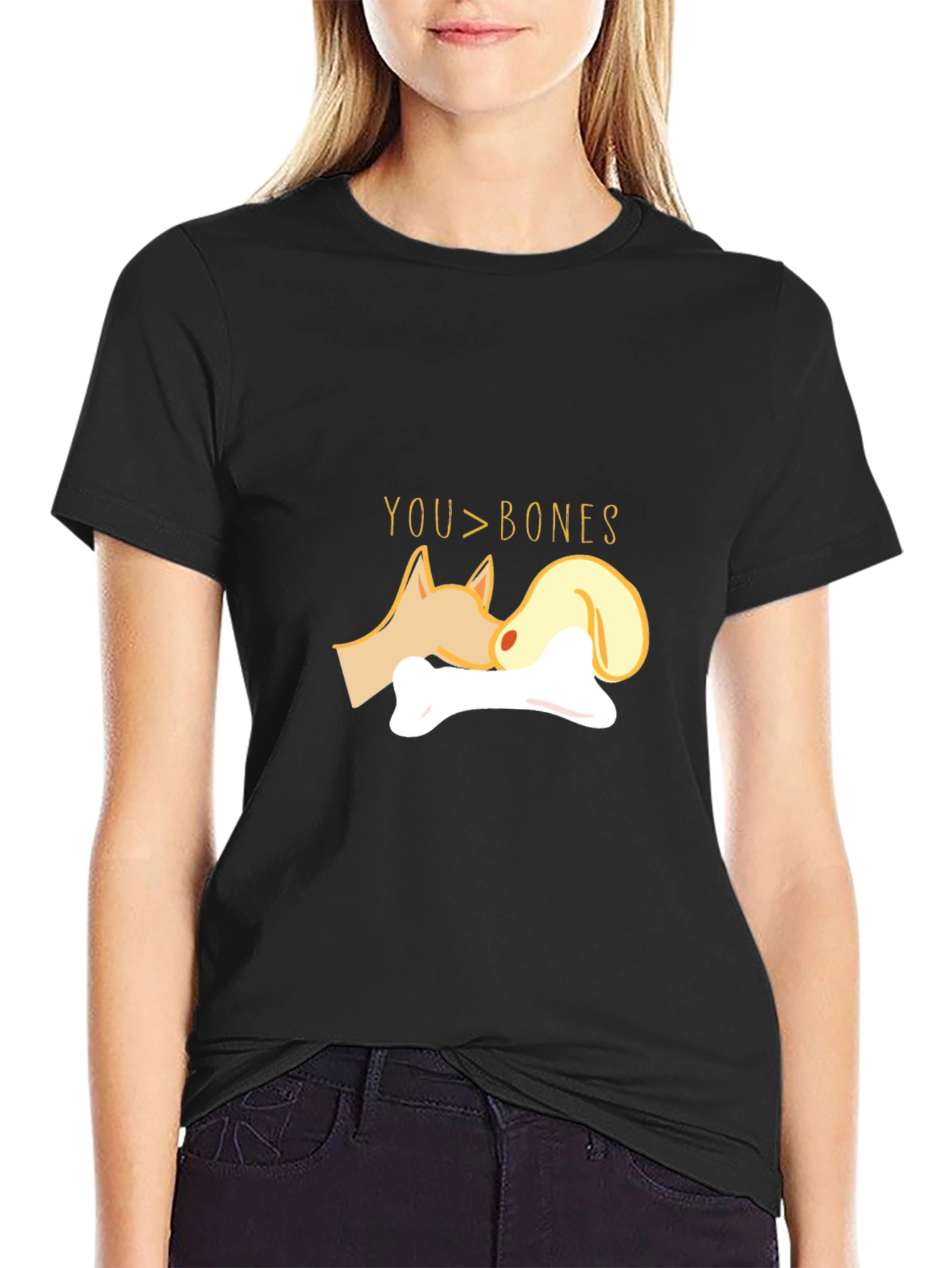 Cute Dog & Bone Graphic T-Shirt - You > Bones