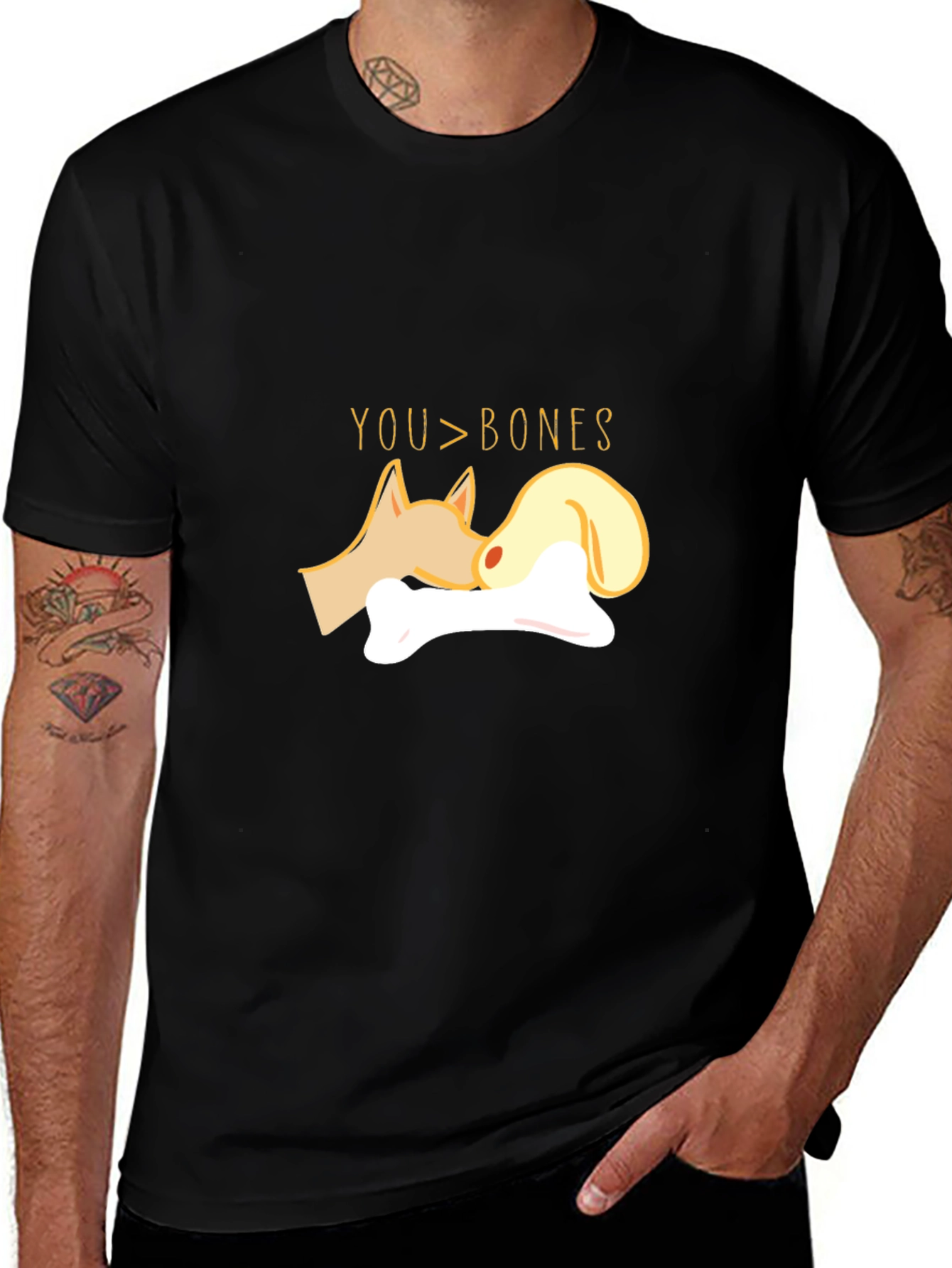 Cute Dog & Bone Graphic T-Shirt - You > Bones
