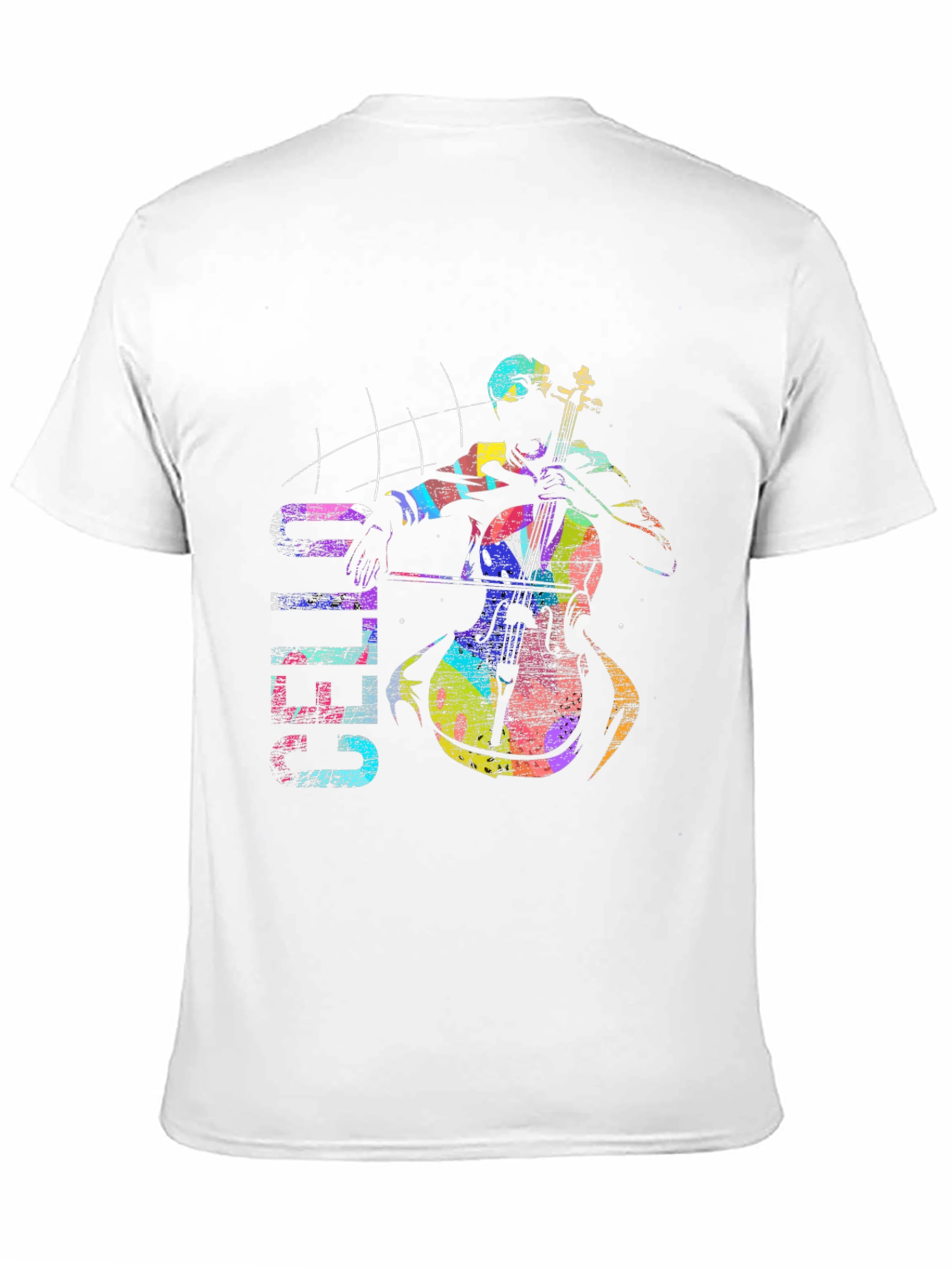Colorful Cello Player Graphic T-Shirt