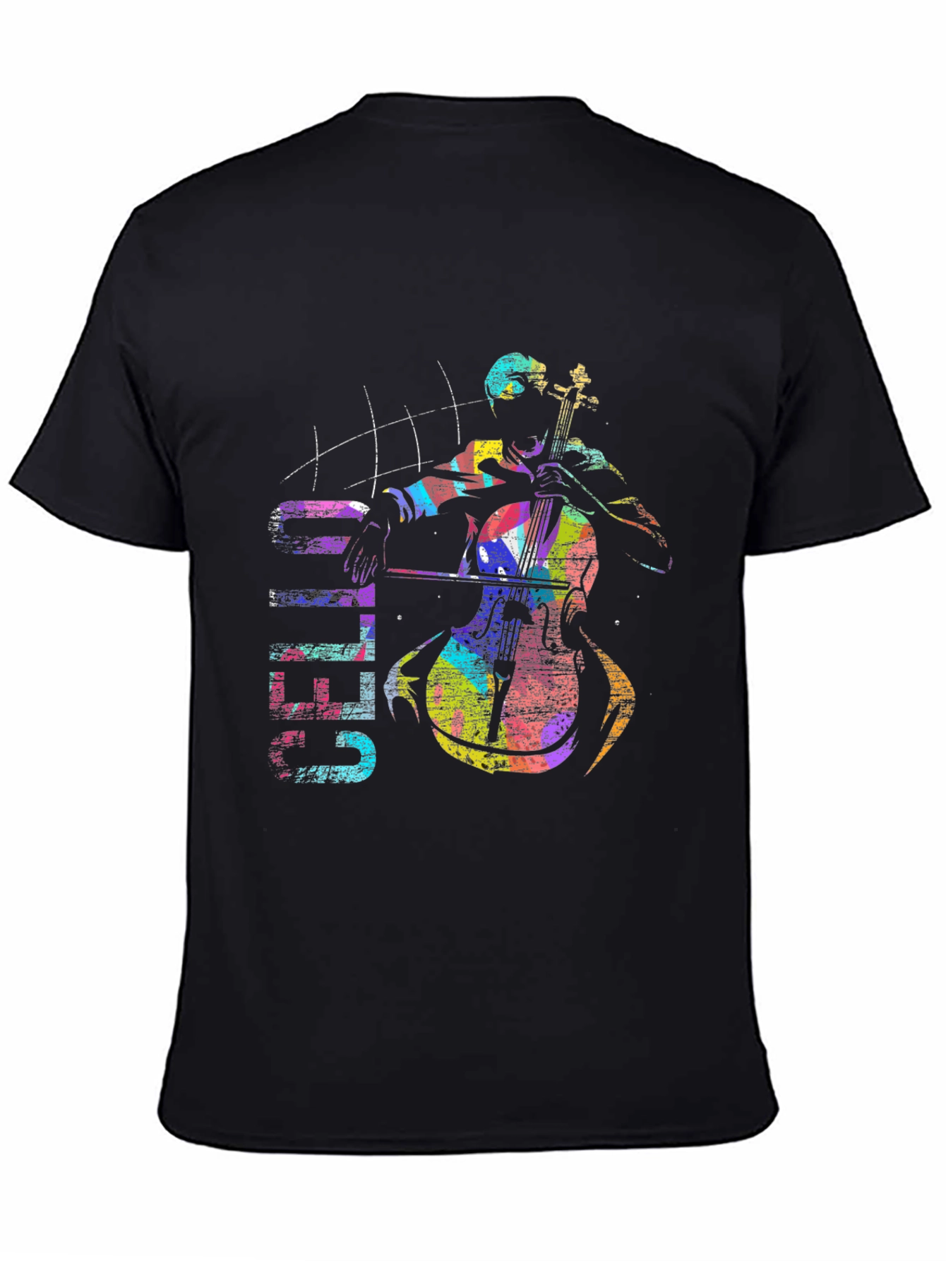 Colorful Cello Player Graphic T-Shirt