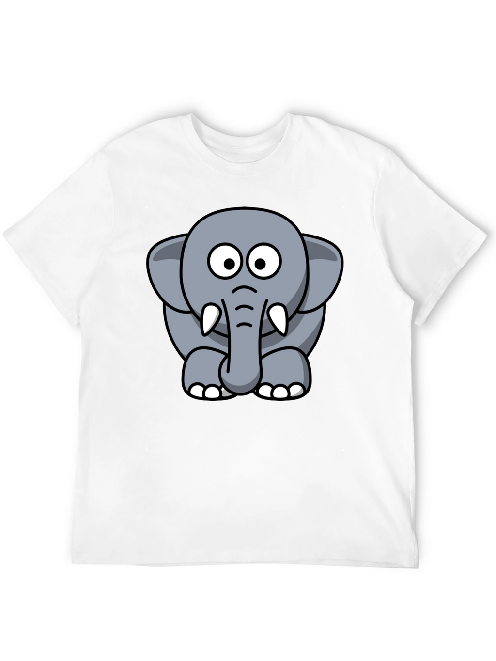 Cute Elephant Cartoon Graphic Tee - Black T-Shirt