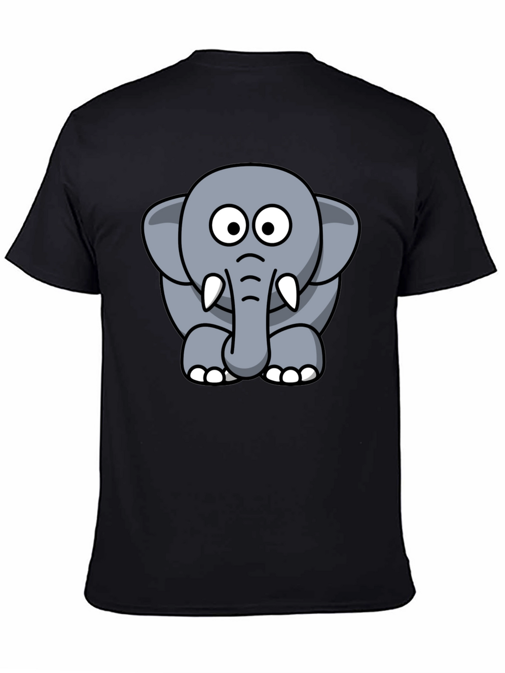 Cute Elephant Cartoon Graphic Tee - Black T-Shirt