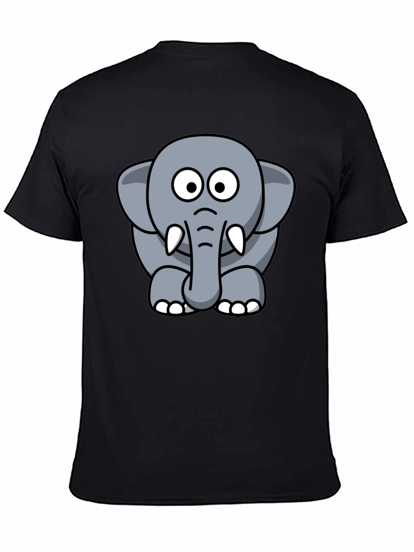 Cute Elephant Cartoon Graphic Tee - Black T-Shirt