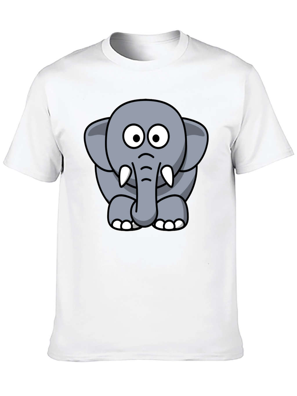 Cute Elephant Cartoon Graphic Tee - Black T-Shirt